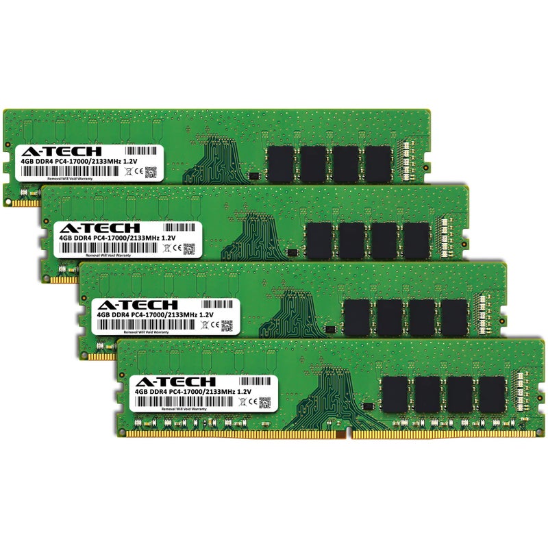 A-Tech 16GB (4x4GB) DDR4 2133 MHz UDIMM PC4-17000 (PC4-2133P) CL15 DIMM Non-ECC Desktop RAM Memory Modules - Image 2